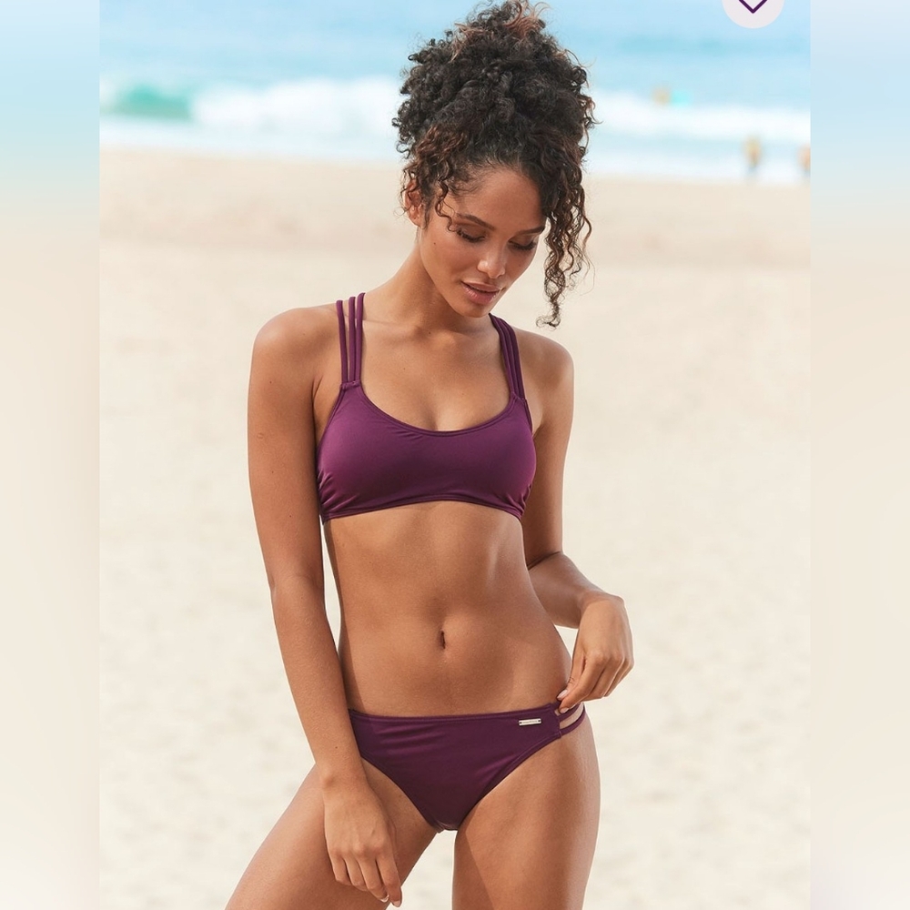 Lascana Stappy & Sporty Bikini Set in Wine Size 34-36 A/B Top, Size 6 Bottoms